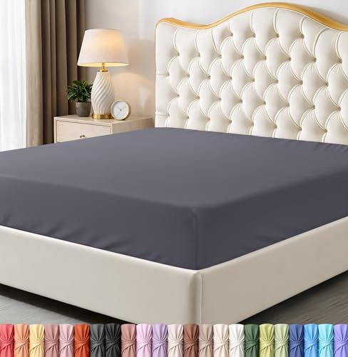 Full Fitted Sheet, Ultra Soft Fits Up to 15 Inch Deep Pocket, Grey