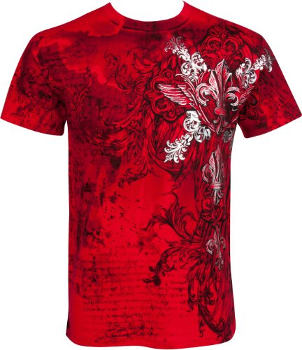 Sakkas 327T T-Shirt Homme en Coton Motif vignes et Fleur de lys - Rouge/Small