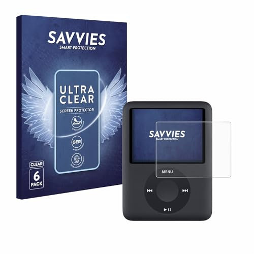 savvies Protection Ecran pour Apple iPod nano (3ème Gen.) (6 Pièces) - Film Protection Ultra Clair