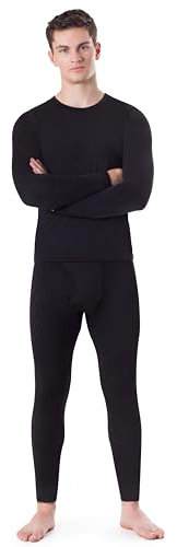 Rocky Thermal Underwear Men Long Johns Men Thermal Underwear Thermals Mens Base Layer Mens Thermals Top and Bottom Set (Black, X-Large)