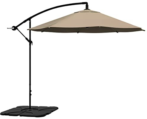 10 Ft Offset Cantilever Patio Umbrella - Fade-Resistant Shade Umbrella Outdoor Patio Canopy with Cross Base for Garden, Lawn, Deck, Yard or Pool by Pure Garden (Sand)