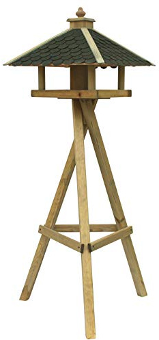 Dehner Natura Wildvogel-Futterhaus Innsbruck, inkl. Ständer Ellmau, 144 x 68 x 62 cm, Holz/Bitumen, braun/grün