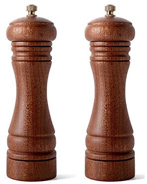 Moulin à Poivre et Sel en Bois Salière et Poivrière Réglables en Bois Lot de 2 Moulins À Sel et Poivre avec Broyeur À Épices en Acier Inoxydable,17cm