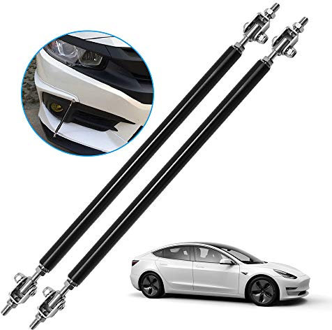 Front Bumper Lip Splitter Strut Brace Rod Tie Support Bars Adjustable Universal 200mm Black (Set of 2)