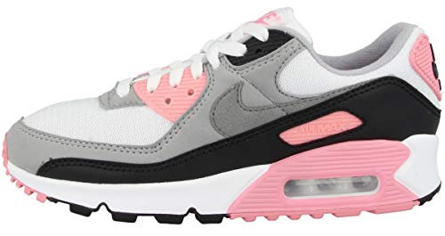 Nike Air Max 90, Sneaker Donna, White/Particle Grey-Rose-Black, 38 EU