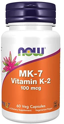Now Foods, Vitamin K2 MK-7, 100mcg, All-Trans, 60 Vegan Capsules, Lab-Tested, Gluten Free, Soy Free, Vegetarian, Non-GMO