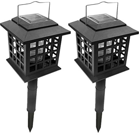 Toilinux.com Lot de 2 Lampes LED solaires à Planter - Anti-Moustique - Noir