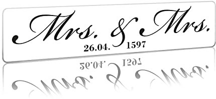 Finest Folia Matrícula de Boda Personalizada – Pegatina o Cartel para Coche con Nombre de los Novios y Fecha – decoración de Coche de Boda con diseño Propio (11 Mrs & Mrs, Inserto de plástico)