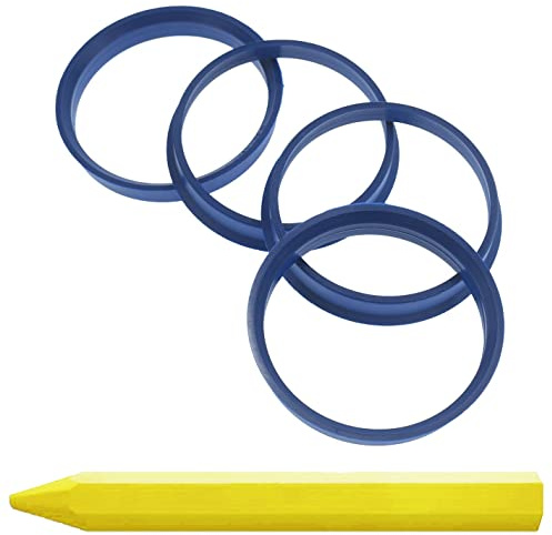 4X Zentrierringe 65,1 x 60,1 mm Blau Felgen Ringe + 1x Reifen Kreide Fett Stift