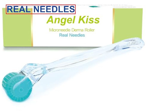 Angel Kiss Derma Roller 0,5 mm Aguja auténtica - 192 Microneedling de acero inoxidable Dermaroller Micro Aguja para Cara Cuerpo Cuidado de la Piel Barba Crecimiento del Cabello