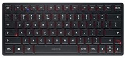 CHERRY KW 9200 MINI, Teclado Compacto Multidispositivo hasta 4 Dispositivos, Distribución de Teclado Europeo (QWERTY), Bluetooth, 2.4 GHz o Conexión por Cable, Recargable, Negro