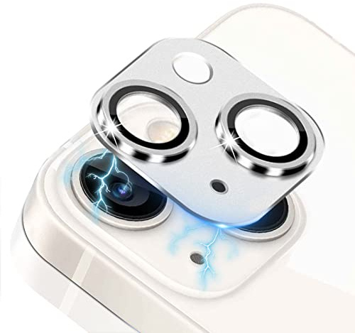 LanQii Camera Lens Protector Compatible with iPhone 13/iPhone 13 Mini, Metal Tempered Glass Film 9H Hardness Anti-scratch HD for iPhone 13/iPhone 13 Mini -Silver