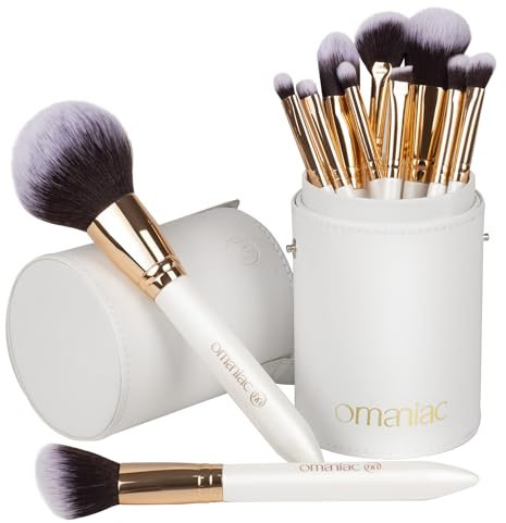 OMANIAC Professional Makeup Brushes Set (12Pcs), Pearl Flash Handles, Comfortable To Hold And Easy To Use. Full Face Travel Make up Brushes Set Professional With Case