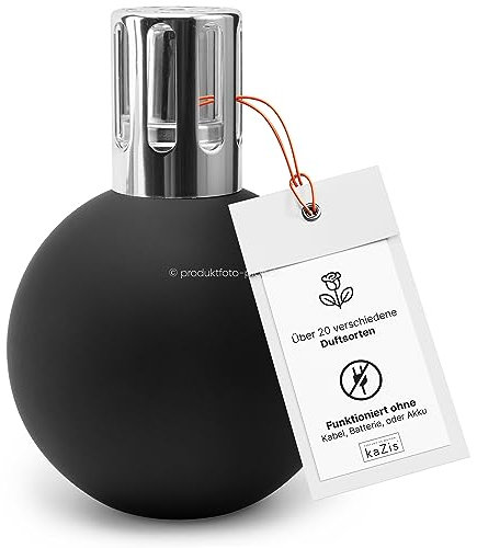 KAZIS I Katalytische Lampe I matt schwarz & Silber I Mit Brenner, Krone, Trichter & Löschkappe I