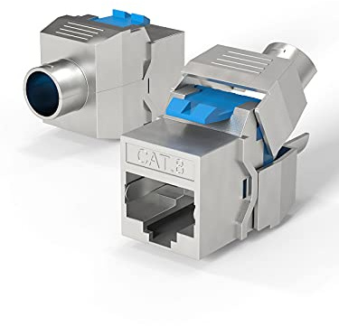O4L 10x CAT 8 Keystone Metall Buchse werkzeuglos Geschirmt für Verlegekabel RJ45 40 Gbit/s 2000 MHz 10 Stück