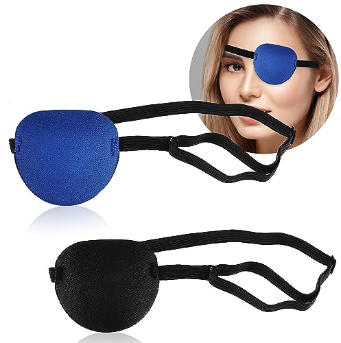 Ouligay 2 Stück Medizinisch Augenklappe für Erwachsene Medizinische Augenklappe Pirat Piraten Verstellbare Eye Patches für Linke Oder Rechte Augen Amblyopie Erholungsphase nach Operationen