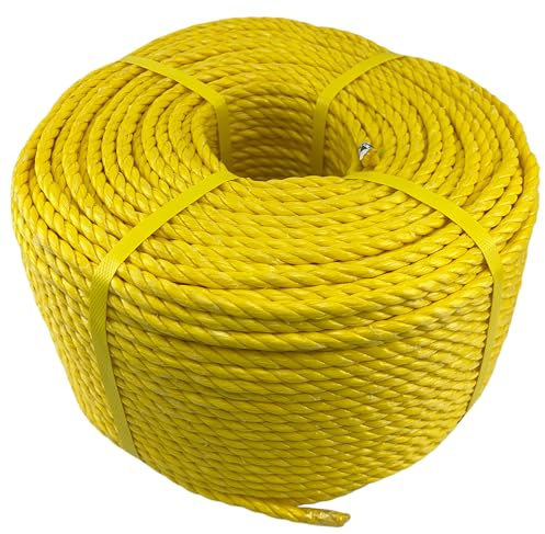 8mm Yellow Polypropylene Rope x 220 Metre Coil, Cheap Nylon Twisted Poly Ropes Draw Cord - RopeServices UK
