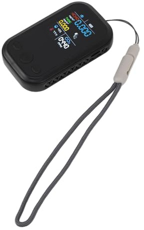 5 i 1 Luftkvalitetsmonitor Multifunktionell Smart Bärbar CO2-luftfuktighetstemperaturdetektor Luftkvalitetstestare för Trångt Utrymme (BLACK)