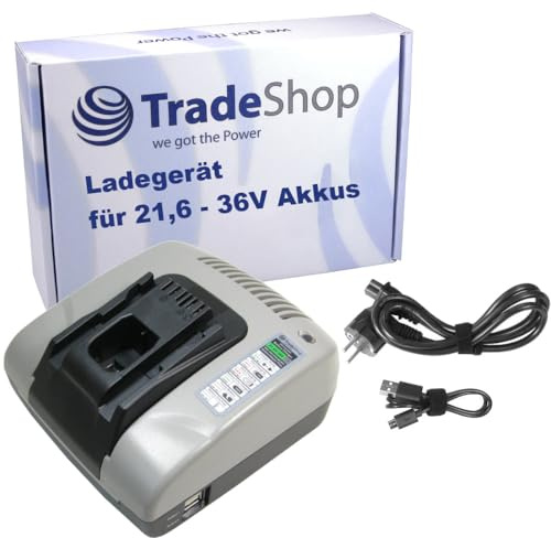 Trade-Shop Universal NI-MH NI-Cd Li-Ion Akku-Ladegerät 21,6V-36V Ladestation kompatibel mit Hilti SIW22T-A TE2-A22 TE30-A36 TE4-A22 TE6-ALi TE6-A36