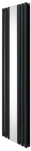 Radiatore a pannello ovale con specchio, 1800 mm x 500 mm, design moderno, doppia colonna, riscaldatore verticale in acciaio al carbonio grigio antracite opaco da parete per cucina soggiorno kit di
