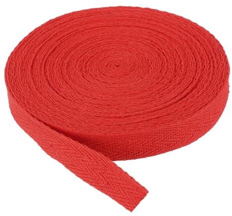 PATIKIL Baumwollköperband 15mm (5/8) 9m (10 Yards) Baumwollband Schrägband Herringbone Webbing Verzierung für Nähen Geschenkverpackung DIY Hellrot