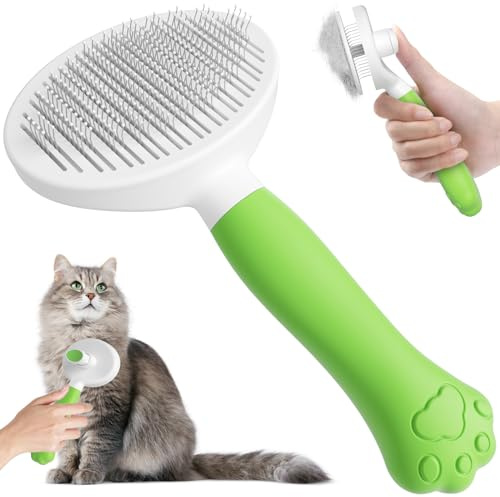 Spazzola per gatti e cani VYYTYYA [Autopulente] [Simpatica impugnatura ad artiglio] brush per cani/gatti/conigli a pelo corto e lungo
