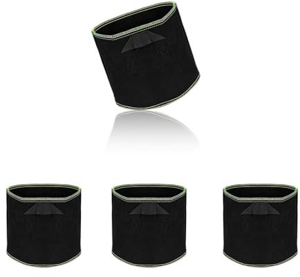 0XBIT Sac de Culture, 4 Pièces Sac de Culture de Plantes Noir, avec Poignée Sac Plantation, Sacs à Plantes en Non Tissé, Adapté à la Culture de Pommes de Terre, Tomates, Fruits et Légumes