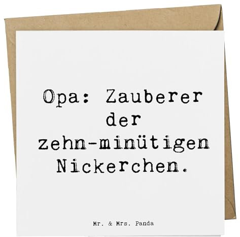 Mr. & Mrs. Panda Glückwunschkarte Spruch Opa Nickerchenmeister - Geschenk, Entspannung, doppelkarte, Ruhe, Klappkarte, Freude, Dankbarkeit, anlasskarte, faltkarte, Großpapa, Liebe, Großvater