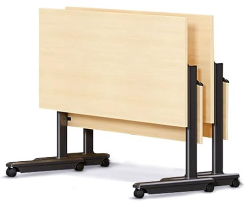 Mobiler Besprechungstisch für Seminarraum mit Rollen, stapelbarer Trainingstisch, Klappdeckel, einfache Montage, 2er-Set (120 x 60 x 75 cm)