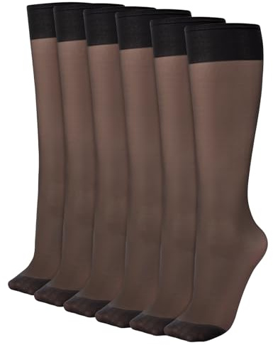 Kiiwah 6 Paia Gambaletti Donna 20 DEN, Calze Nylon Trasparenti Microfibra, Traspirante e Fine (Nero)