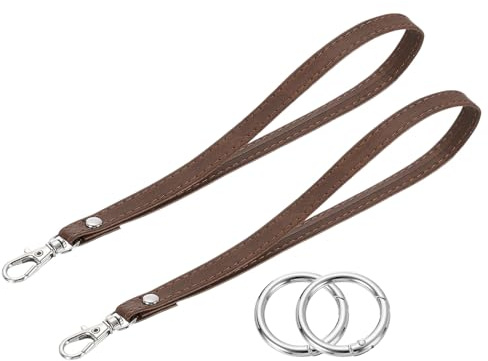 QUARKZMAN 2 Pcs Dragonne de Poignet en Cuir Pu avec Anneau en Cercle Marron | pour Étui de Téléphone Clés Portefeuille, Dragonne de Poignet
