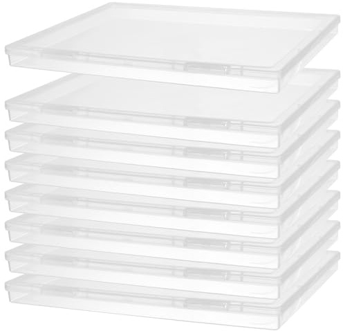 FUNSUEI 8 scatole trasparenti in plastica A4 con coperchi | Per documenti, carta da regalo, artigianato e forniture per ufficio
