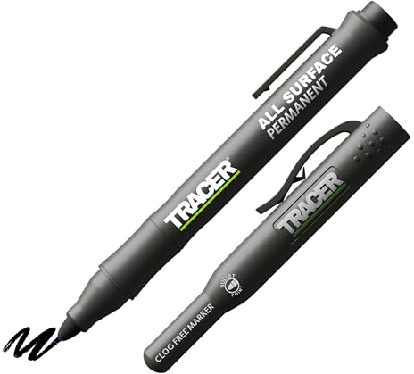 Tracer Clog-Free Black Construction Marker with Site Holster (All-Purpose Marker perfect for shiny and dusty surfaces.) - Black