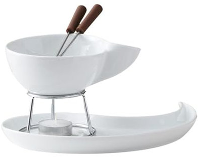 KANLVU Schokoladenfondue-Set, Keramik Butterwärmer-Set Mit Handgriff Käsefondue Für Dessert Tapas Schokofondue Mit Gabeln