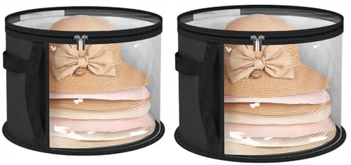 2 Artikel Hutschachtel Rund Mit Deckel Reise Hut Organizer-Box, Runde Hut-aufbewahrungsbox, Große Runde Hutboxen Zur Aufbewahrung Faltbare Hut-Organizer