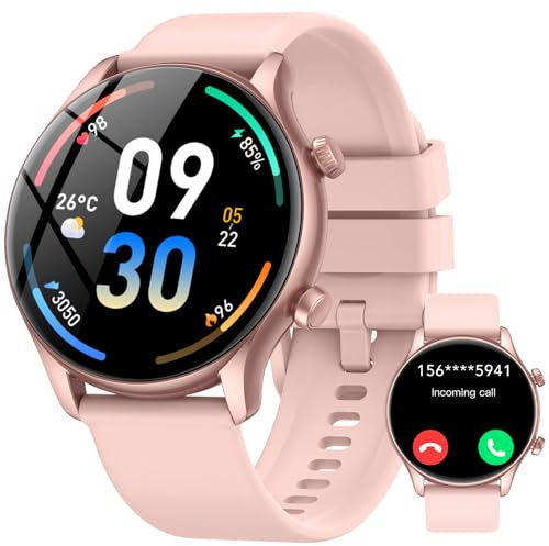 vamout Montre Connectée Femme, 1.39 Smartwatch Femme avec Appel Bluetooth, IP68 Étanche Montre Connectee avec 100+ Sportifs, Montre Podomètre, Moniteur de Fréquence Cardiaque/SpO2/Sommeil, Or Rose