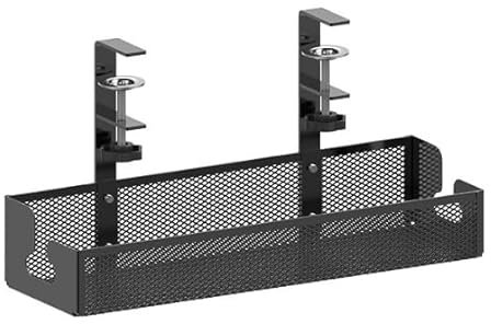 Cozary Porta Cavi Scrivania Regolabile Senza Foratura, Organizzatore Cavi Sotto Scrivania con Ganci in Acciaio Carbonio, Resistente Raccogli Cavi Scrivania per Ufficio Casa e Gaming