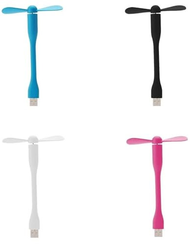 TUKNN Mini USB Ventilator, USB Ventilator Mit Flexiblem Hals, Flexibler Lüfter, Abnehmbarer Lüfter Für PC Powerbank, 4 Pcs(Schwarz, Weiß, Rosa, Blau)