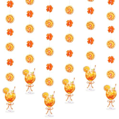 BETESSIN Aperol Spritz Accessoires - 6 Stück Aperol Deko Orange Girlande - Hängend Girlande Geburtstag Banner Anhänger Ornament für Haus Decken Fenstertür JGA Deko Sommerparty