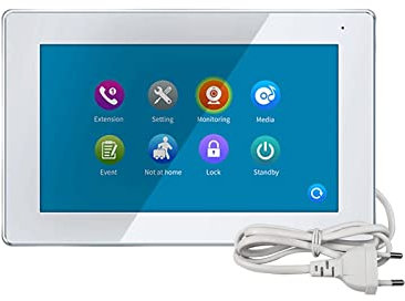 Trådlös videodörrklockakamera, Tuya Smart Video Intercom System Inbyggd strömförsörjning Full Touch Screen Video Dörrtelefon Super vidvinkelkamera för hemsäkerhet(J-B6-M721WA-B)