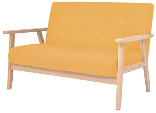 Brokky 2-Sitzer Sofa Stoff Kleine Sofas FüR Kleine RäUme Lounge Sofa Outdoor 2 Sitzer Sofa Zweisitzer Gelb