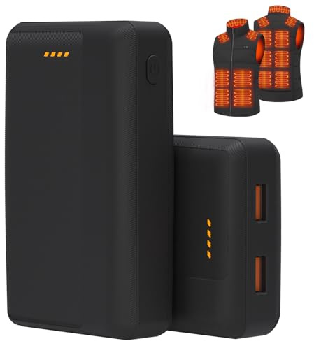 20000mAh Heated Vest Battery Pack 5V Heating Vest Power Bank for with LED Light USB-A Output//Type-C Input 5V Portable Chargers for Heated Jacket Coat Vest and Warming Clothing for Men