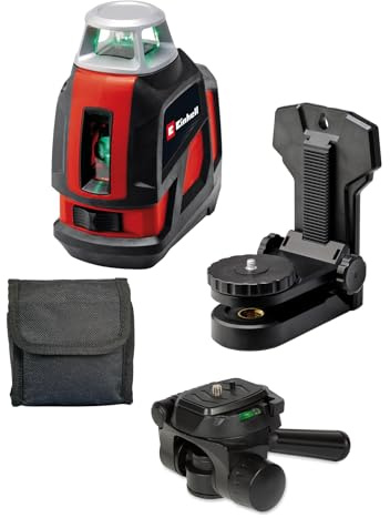 Einhell Kreuzlinienlaser TE-LL 360 G (selbstnivellierend, horizontale/vertikale grüne Laserlinien, digitale Wasserwaage, 1/4 Stativgewinde, inkl. Tasche, Wandhalterung & Adapter)
