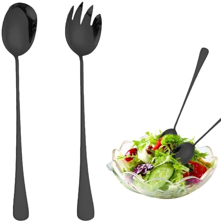 Cuillères À Salade 2 Pièces, Salatbesteck Kunststoff, Salat Besteck Set,En Acier Inoxydable, Cuillères Et Fourchettes À Salade, Ensemble De Couverts À Salade
