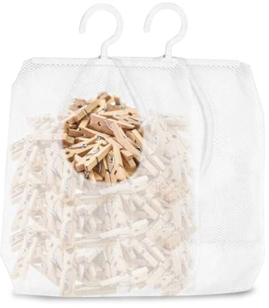 OUDQFCJ Bolsa de Lino para Pinzas de la Ropa,para hasta 50 Pinzas de la Ropa,Cesta con Gancho para Colgar para Uso doméstico,Bolsa para Pinzas de la Ropa,para Colgar,Reutilizable,Beige,Lino