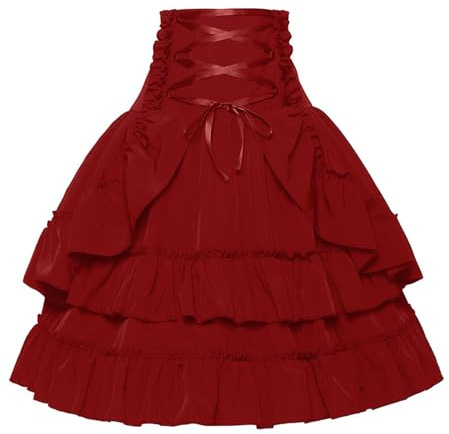 FQLGJMY Dam medeltida viktoriansk volangkjol renässans gotisk pirat höga låga kjolar halloween cosplay kostym