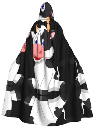 Capa con capucha para Halloween, con estampado de vaca lechera, para fiesta, carnaval, exposición de cómics, bailes de máscaras, unisex para adultos