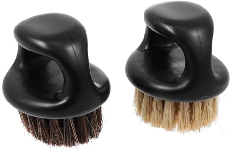 IWOWHERO Cepillo para Bigote y Barba 2 Piezas Tamaño Mediano Cerdas Suaves para Hombres Uso Diario Masaje Facial y Cuidado Masculino Tradicional Color Aleatorio