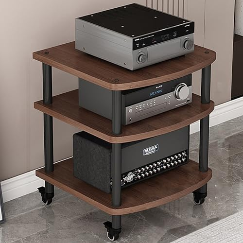LIGUIEN Mueble Equipo Hifi, HiFi Estante de Audio, Gabinete AV Moderno, Gabinete de Almacenamiento de Medios Estéreo for Entretenimiento, Unidad Multimed-Einfach zu Montieren 60x54x73cm(Walnut)