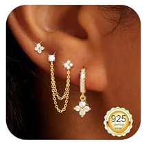 ZOERAY 3 Paires Boucles d'Oreilles Femme Argent 925 Or Pendantes Hypoallergénique 18K Doré Plusieurs Piercing Oreille Tragus Conch Creoles Lot Boucles d'Oreilles Argent 925 Or Fantaisie Bijoux Femme